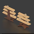 Simple Design Wooden Display Shelves Featuring Multiple Light Colored Shelves And Brown Base