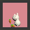 Cute White Rabbit Characters In Pink Cubic Space With Carrot And Colorful Blocks