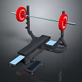 Fitness Weight Bench Press Equipment With Barbell And Red Weight Plates
