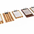 Set Of Wooden Clipboards Featuring Various Wood Grain Patterns And Metal Clips