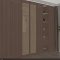 Modern Wooden Wardrobe With Rattan Doors And Open Shelves Interior Design