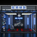 HQ MOTO Motorcycle Showroom Interior Display With Neon Lights And Stand Setup