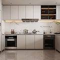Modern Kitchen Interior With White Cabinets Marble Countertops And Integrated Appliances
