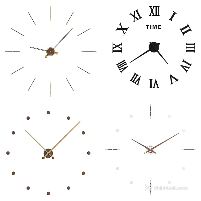 Clock Design Collection Featuring Roman Numerals Minimalist Dials And Classic Hands 3d model 
