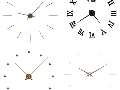 Clock Design Collection Featuring Roman Numerals Minimalist Dials And Classic Hands 3d model