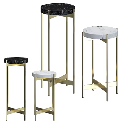 Modern Bar Stools with Metal Frames Various Heights and Marble Tops 3d model