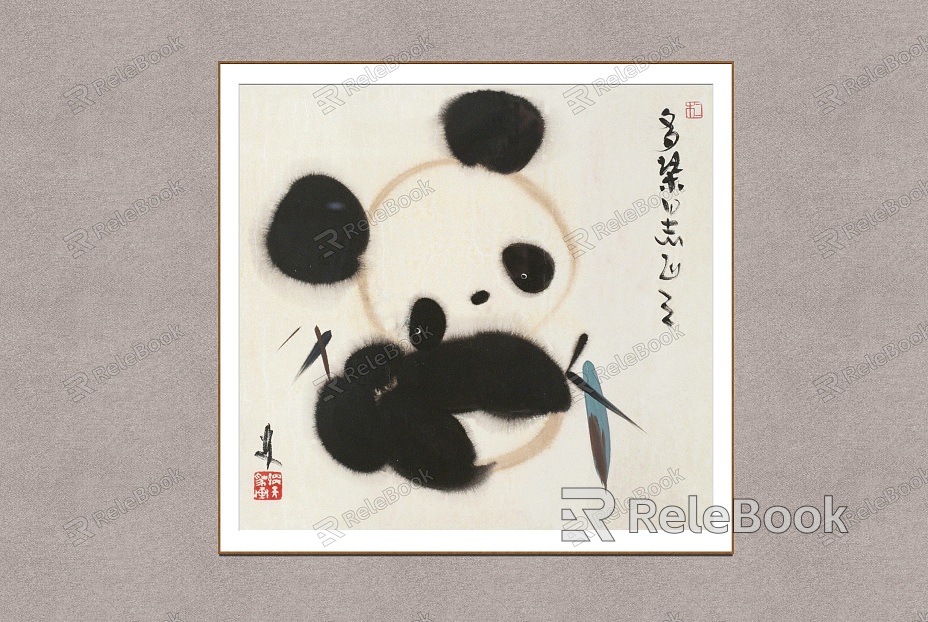 New Chinese Animal Painting Han Meilin Panda Bamboo model