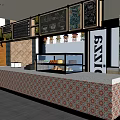 Pizza Shop Reception Desk With Wooden Counter And Glass Window