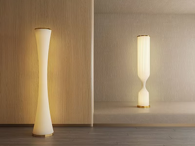 Modern Floor Lamp With White Curved Post And Gold Accents For Minimalist Indoor Lighting 3d model