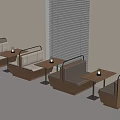 Modern Banquette Booth Sofas With Wooden Frames Beige Cushions And Small Tables 3d model