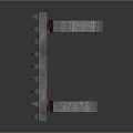 Red Spiked Metal Weapon Design With Armor Like Rings And Sharp Protrusions