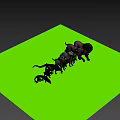 Various Animal Figurines on Green Surface with Mountain and Blue Sky Background