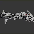 Futuristic Sci Fi Spaceship Model With Detailed Mechanical Structure And White Red Gray Exterior