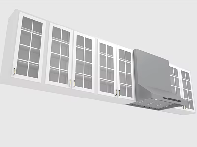 Modern Kitchen Appliances With White Cabinets Glass Doors And Range Hood 3d model