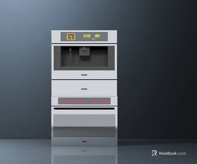 Modern Sleek Kitchen Appliance With Digital Display And Stainless Steel Drawers 3d model 