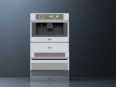 Modern Sleek Kitchen Appliance With Digital Display And Stainless Steel Drawers 3d model