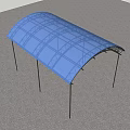 Arched Metal Frame Sunshade Canopy With Transparent Roof And Black Supporting Poles