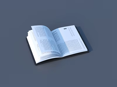 Open Book With Text On Pages Against Gray Background 3d model
