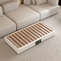 Modern Electric Foot Warmer Stool With White Frame And Wooden Slat Panel