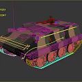 Military Armored Tank With Camouflage Paint Tracks Turret Antenna And Armor Details
