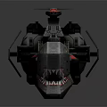 Futuristic Spacecraft Design With Black Exterior Red Accents And Sleek Structure