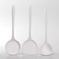 White Kitchen Utensils Set With Slotted Spoon Spatula And Soup Spoon