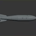 Gray Military Missile With Tail Fins And Surface Markings On Dark Background