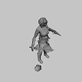 Armored Fantasy Warrior Woman Holding Sword And Shield With Red Object At Her Feet