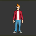 Cartoon Man With Golden Hair Red Jacket White Shirt Blue Pants And Green Shoes