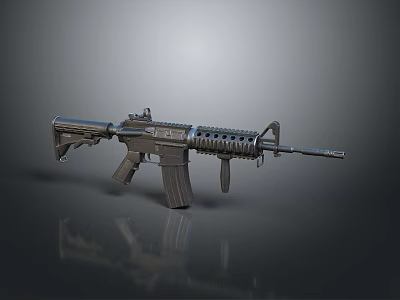 Modern Tactical Rifle With Black Finish Detachable Magazine And Picatinny Rail 3d model