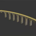 Architectural Stone Arch Bridge Model With Railway Track And Multiple Stone Arches 3d model