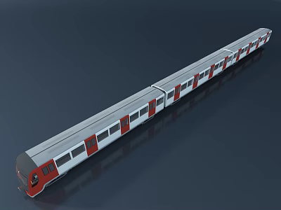 Modern Silver And Red Train Exterior Design With Multiple Carriages And Windows 3d model
