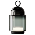 Stylish Modern Candle Lamps With Ring Handle And Black White Silver Striped Design