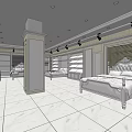 Elegant Bedroom Furniture Store with Display Beds Cabinets and Lighting Fixtures