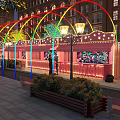 Colorful Children's Play Area With Swings Slides Animal Figures And Night Lighting