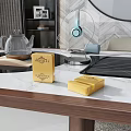 Wooden Tablet Stand And RoyalTea Box With Teapot In Modern Living Room