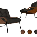 Modern Leisure Chair with Brown Armrests Light Cushion Silver Metal Frame and Color Options