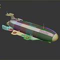 Futuristic Silver Streamlined Underwater Vehicle With Green Bottom Components And Top Antennas