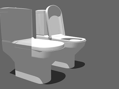 Two Modern White Toilet Designs With Sleek Ceramic Finish And Open Lid 3d model