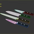 Premium Stainless Steel Kitchen Knives With Black Handles And Silver Blades For Home Cooking
