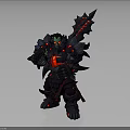 Fierce Orc Warrior In Spiked Armor With Red Glowing Weapon And Battle Stance