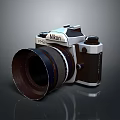 Vintage Nikon FE Camera With Large Classic Lens And Retro Design Elements 3d model