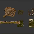 Plant Derived Natural Craft Materials Including Tree Trunk And Woven Green Parts