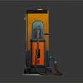 Vintage Gas Pump With Retro Design Blue Orange Dashboard And Fuel Nozzle