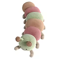 Cute Plush Caterpillar Toy with Green Head Fluffy Antennae and Multicolored Soft Body Segments