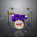 Purple MAX Logo Drum Set With Cymbals And Stands Musical Instrument