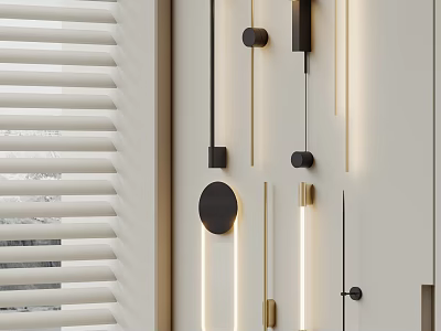 Modern Minimalist Wall Lamps With Sleek Circular Linear Shapes And Black Gold Metal Design 3d model