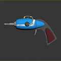 Blue Pistol Design With Red Grip Green Circular Component And Yellow Wire