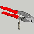 Red Handle Cutting Pliers Tool With Metal Screw In Jaws 3d model