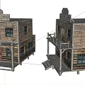 Traditional Style Rural Self-built House with Wooden Porch Stairs and Windows
